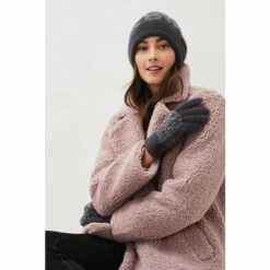 Phase Eight Grey Fiona Leopard Print Fluffy Gloves