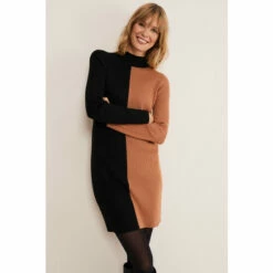 Phase Eight Eris Ribbed Colourblock Knit Brown Tunic