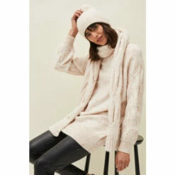 Phase Eight Natural Cattie Ribbed Beanie Hat