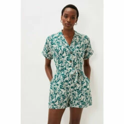 Phase Eight Green Lissa Palm Print Playsuit