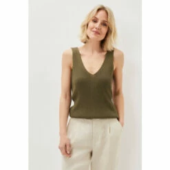 Phase Eight Green Caryl Ribbed Vest Top