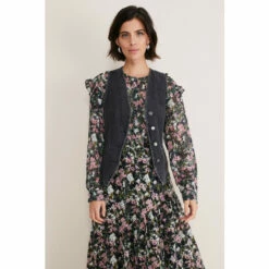 Phase Eight Rowena Black Denim Waiscoat