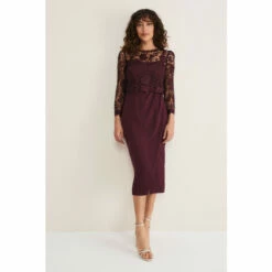 Phase Eight Purple Adeline Double Layer Lace Dress