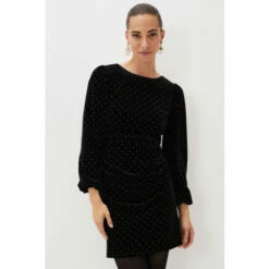 Phase Eight Black Adele Studded Velvet Mini Dress