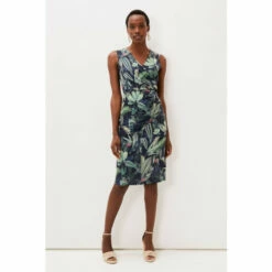 Phase Eight Blue Maya Palm Print Jersey Dress