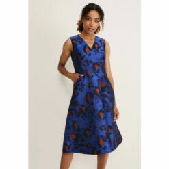 Phase Eight Blue Clarisse Print Jacquard Dress